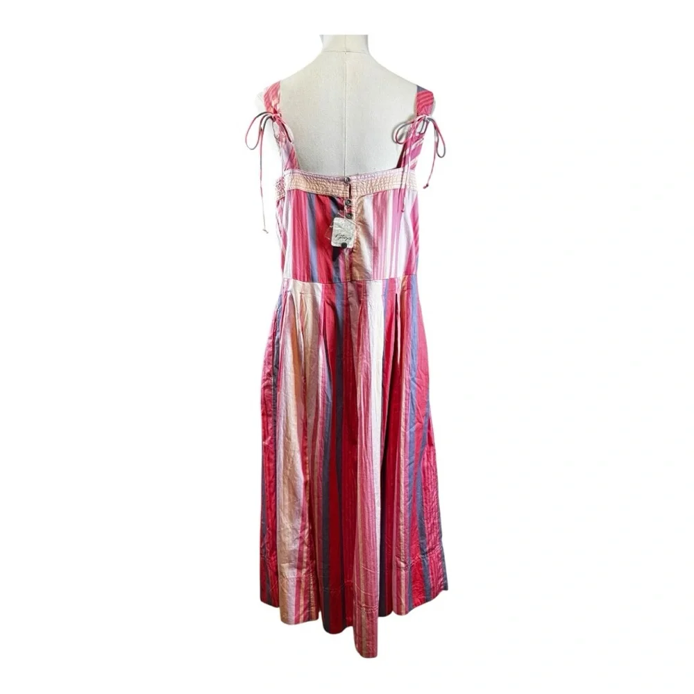 NWT Free People Striped Tie-Shoulder Maxi Dress with Pockets Size S
